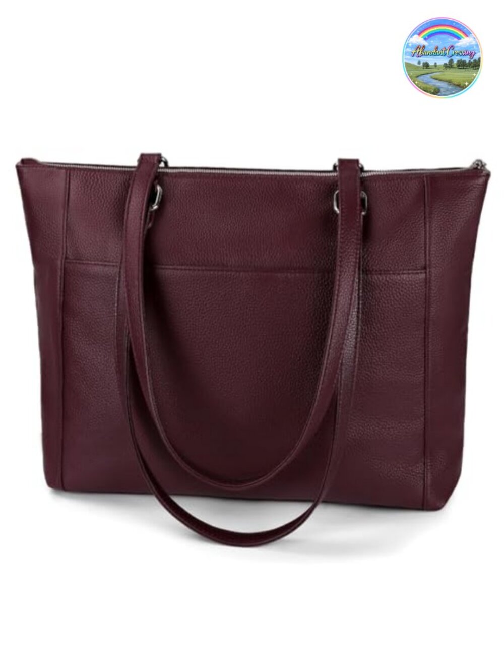 Vintage Genuine Leather Work Tote Bag with Zipper Laptop Professional